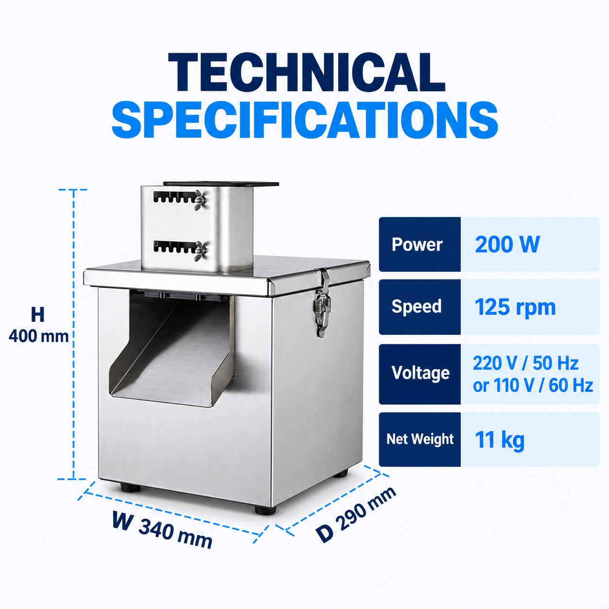 Commercial Electric Vegetable Cutter, Stainless Steel Dicer, Slicer and Shredder for Restaurants - Image 6