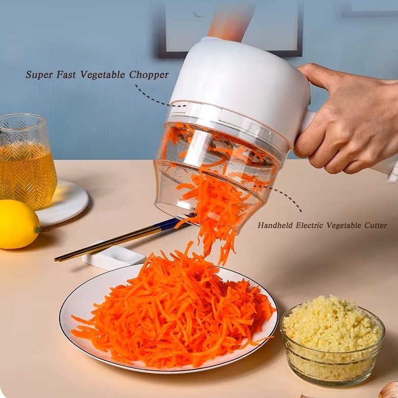 4 in 1 Portable Electric Vegetable Cutter with USB-C Charging for Easy Chopping and Slicing - Image 2